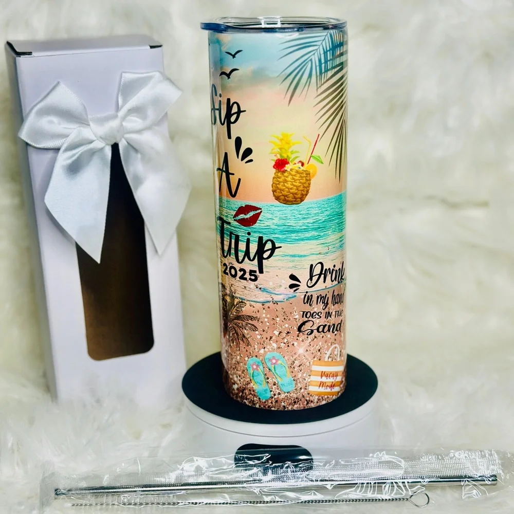 Girls Trip 2025 - 20 oz. Stainless Steel Tumbler with Straw, Brush, and Gift Box